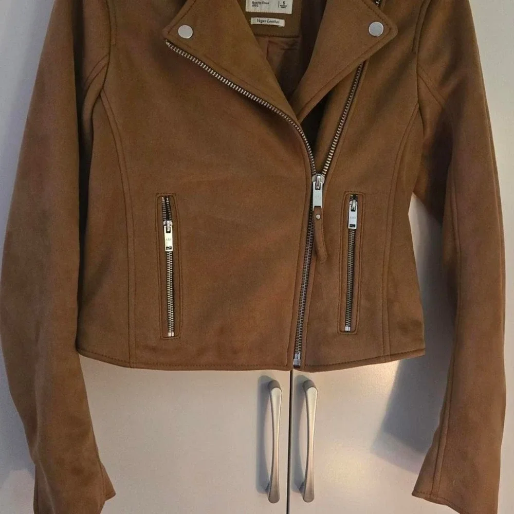 Abercrombie & Fitch brown vegan leather, biker jacket - Picture 1 of 3